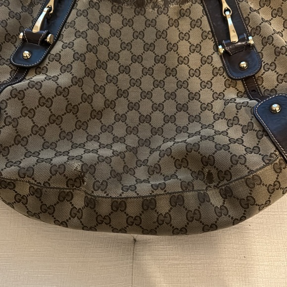 GUCCI Pelham GG monogram canvas horsebit tote shoulder hobo bag tan brown - Picture 13 of 16